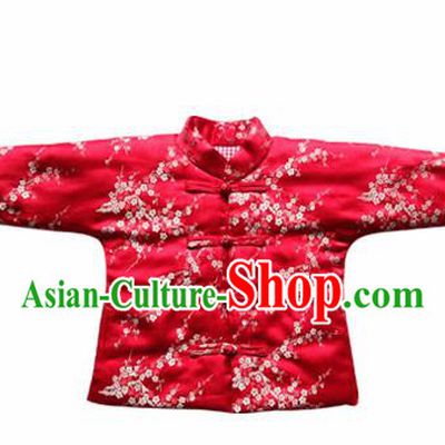 Chinese Classical Red Brocade Blouse Traditional Baby Embroidered Cotton-Padded Jacket for Kids