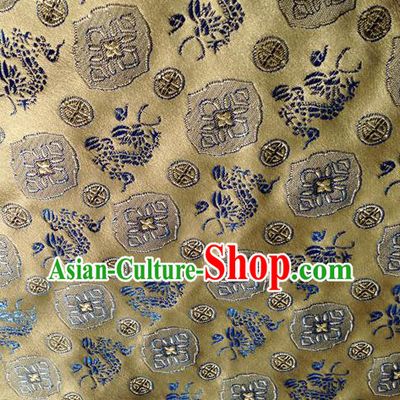 Asian Chinese Traditional Fabric Bronze Satin Brocade Silk Material Classical Dragons Pattern Design Satin Drapery