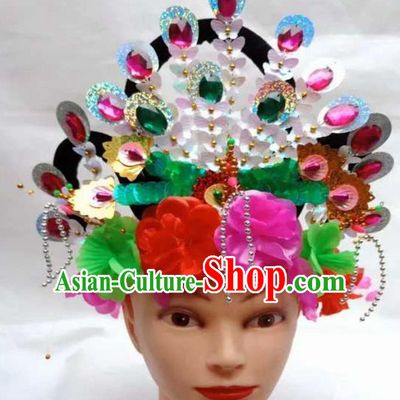 Chinese Traditional Folk Dance Yanko Dance Hair Accessories Ancient Peking Opera Diva Headwear for Women