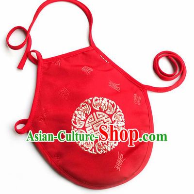 Chinese Classical Brocade Bellyband Traditional Baby Red Silk Stomachers for Kids