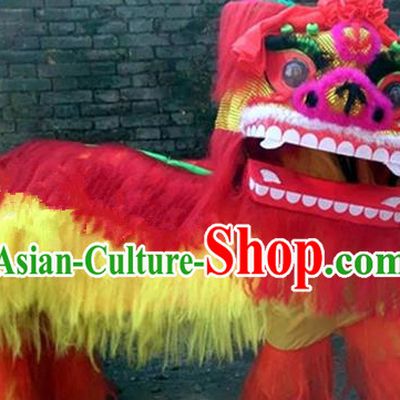 Chinese Traditional Lion Dance Costumes China Spring Festival Lion Dance Props Red Fur Lion Head for Adults