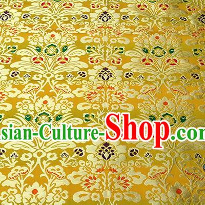 Asian Chinese Traditional Fabric Golden Brocade Silk Material Classical Pattern Design Satin Drapery