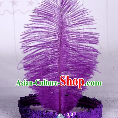Top Grade Catwalks Headwear Halloween Cosplay Hair Accessories Purple Feather Hair Clasp