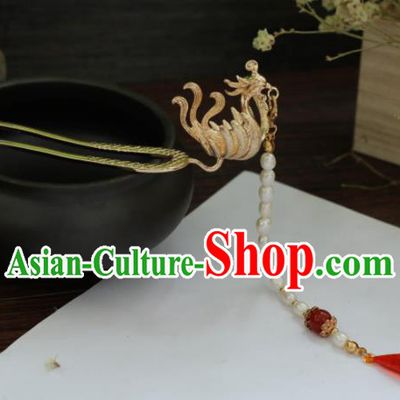 Chinese Traditional Handmade Hair Accessories Ancient Phoenix Tassel Hairpins Headwear for Women