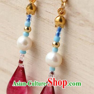 Traditional Chinese Earrings Ancient Handmade Palace Lady Crystal Ear Accessories for Women