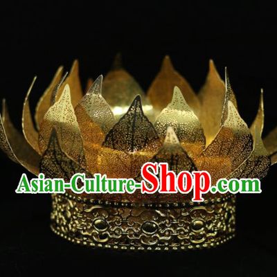 Chinese Traditional Handmade Hair Accessories Ancient Lotus Hair Crown Hairpins for Women