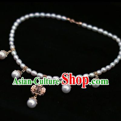 Traditional Chinese Handmade Pearls Necklace Ancient Palace Lady Necklet Accessories for Women