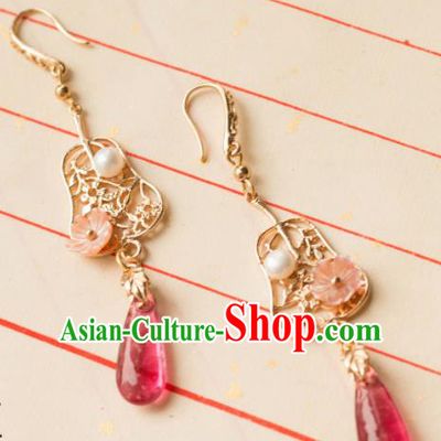 Traditional Chinese Handmade Red Agate Earrings Ancient Eardrop Accessories for Women