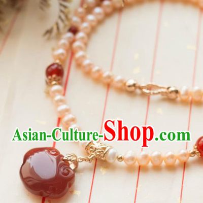 Traditional Chinese Handmade Pearls Necklace Ancient Necklet Accessories for Women