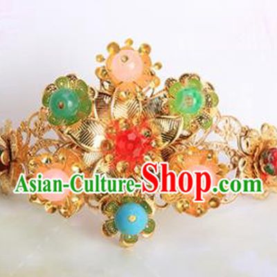 Chinese Traditional Handmade Hair Accessories Ancient Princess Colorful Beads Hairpins for Adults