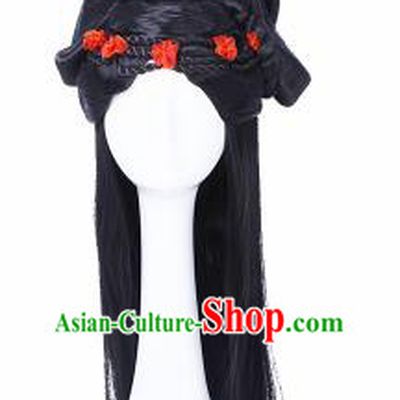 Traditional Chinese Tang Dynasty Princess Wigs Sheath Hair Accessories Ancient Handmade Peri Chignon for Women