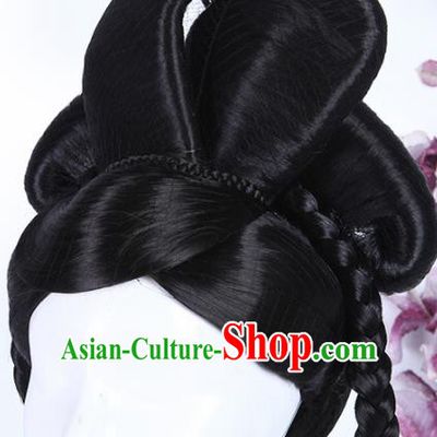 Traditional Chinese Drama Court Maid Wigs Sheath Ancient Palace Lady Handmade Chignon Hair Accessories for Women