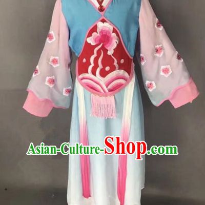 Chinese Traditional Peking Opera Maidservants Blue Costumes Ancient Mui Tsai Dress for Adults