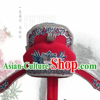 Chinese Traditional Peking Opera Gifted Scholar Red Hat Ancient Headwear for Adults