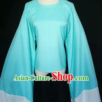 Chinese Traditional Peking Opera Costumes Ancient Water Sleeve Green Blouse for Adults