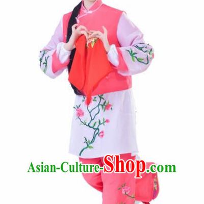 Chinese Traditional Peking Opera Mui Tsai Pink Costumes Ancient Young Lady Dress for Adults