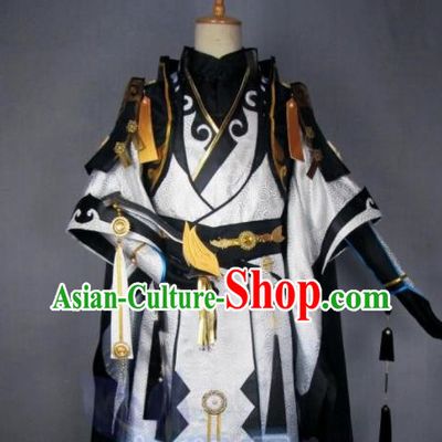 Asian Chinese Cosplay Taoist Priest Costumes Ancient Swordsman Royal Highness Clothing for Men