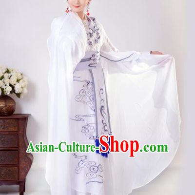 Chinese Traditional Peking Opera Princess White Costumes Ancient Beijing Opera Diva Clothing for Adults
