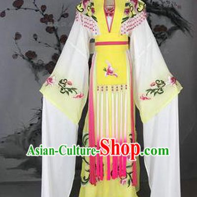 Chinese Traditional Peking Opera Actress Costumes Ancient Imperial Concubine Embroidered Yellow Dress for Adults
