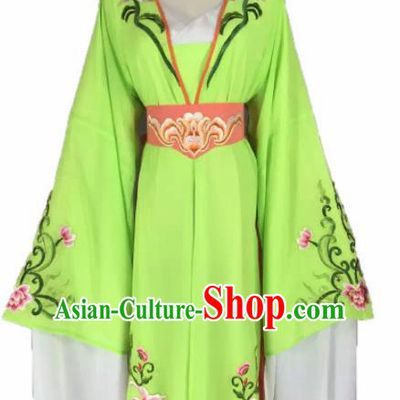 Chinese Traditional Peking Opera Actress Costumes Ancient Maidservants Green Dress for Adults