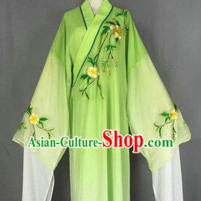 Chinese Traditional Peking Opera Niche Costume Ancient Scholar Green Robe for Adults