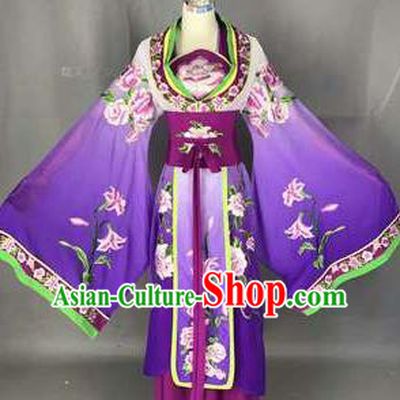 Chinese Traditional Peking Opera Actress Costumes Ancient Palace Princess Purple Dress for Adults