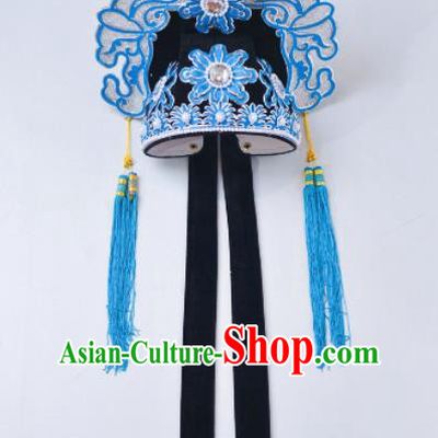 Chinese Traditional Peking Opera Niche Scholar Black Hat Headwear for Adults