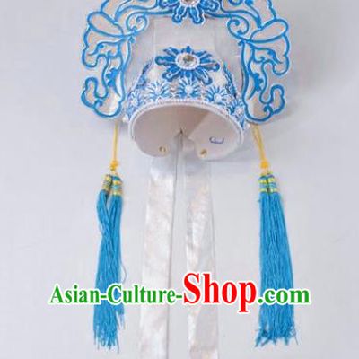 Chinese Traditional Peking Opera Niche Scholar White Hat Headwear for Adults