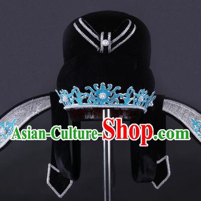 Chinese Traditional Peking Opera Niche Black Hat Ancient Gifted Scholar Headwear for Adults
