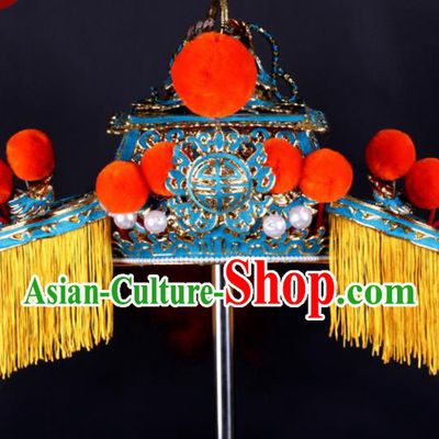 Chinese Traditional Peking Opera Senior Grand Tutor Hat Ancient General Helmet for Adults