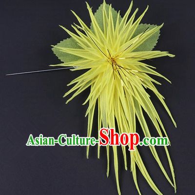 Chinese Traditional Peking Opera Hair Accessories Ancient Yellow Chrysanthemum Hairpins for Women