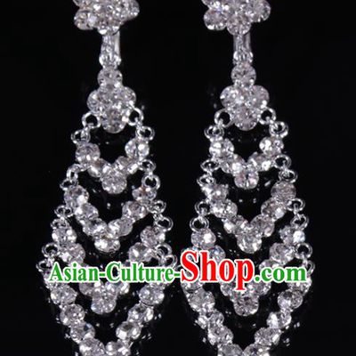 Chinese Traditional Peking Opera Diva Jewelry Accessories Crystal Earrings for Women
