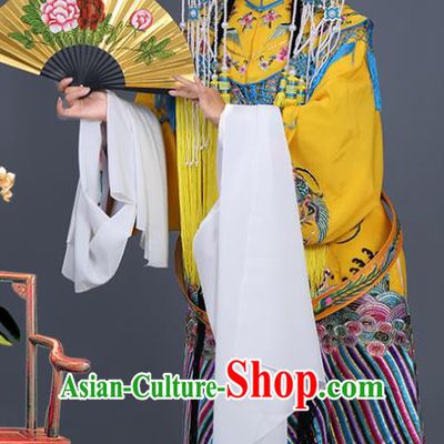 Chinese Traditional Beijing Opera Actress Costumes Ancient Imperial Consort Yellow Embroidered Robe for Adults