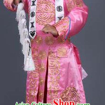 Chinese Traditional Peking Opera Takefu Costume Ancient Imperial Bodyguard Pink Embroidered Robe for Adults