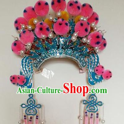 Chinese Traditional Peking Opera Blues Hat Ancient Female General Headwear for Adults
