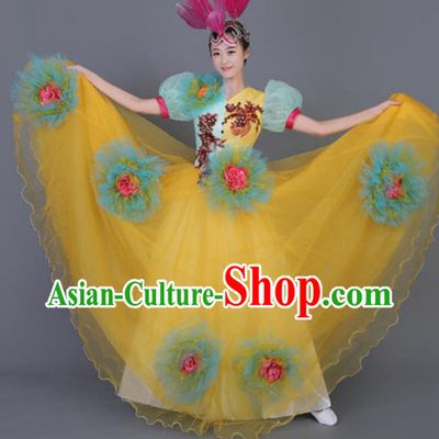 Professional Opening Dance Costume Stage Performance Flowers Dress for Women