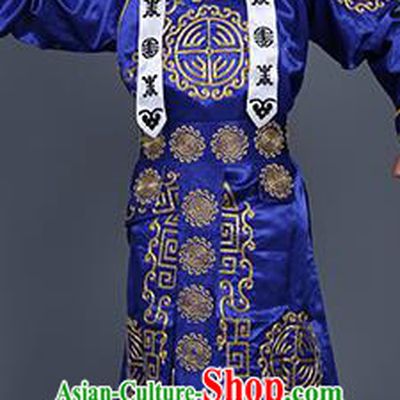Chinese Traditional Peking Opera Takefu Costume Ancient Imperial Bodyguard Royalblue Embroidered Robe for Adults