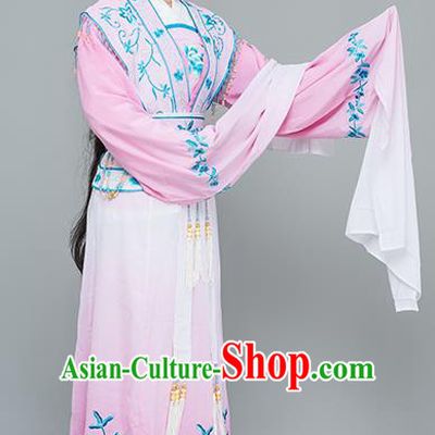Chinese Traditional Peking Opera Nobility Lady Costumes Ancient Peri Pink Dress for Adults