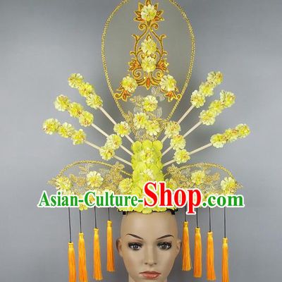 Handmade Halloween Queen Golden Hair Accessories Chinese Stage Performance Hair Clasp Headdress for Women