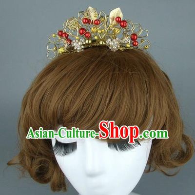 Top Grade Chinese Handmade Golden Leaf Hair Comb Traditional Wedding Hair Accessories for Women