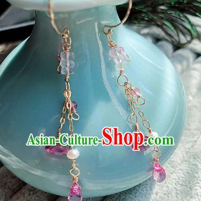 Top Grade Chinese Handmade Tassel Earrings Traditional Bride Jewelry Accessories for Women