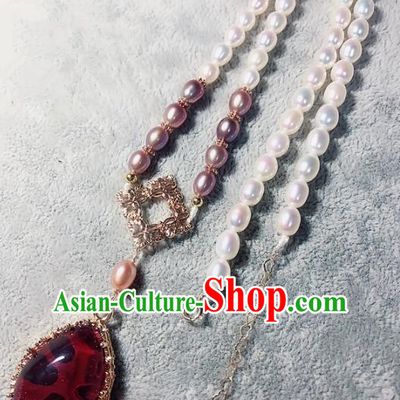 Chinese Traditional Handmade Hanfu Necklace Ancient Pearls Necklet for Women