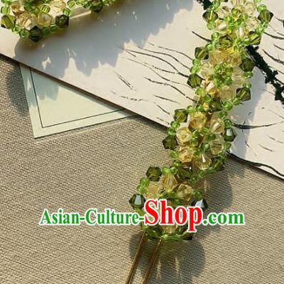 Handmade Chinese Ancient Hair Accessories Hanfu Green Hairpins for Women