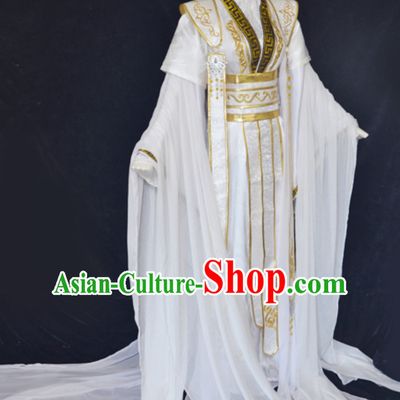 White Gold Ancient Chinese Super Hero Emperor Costume for Men