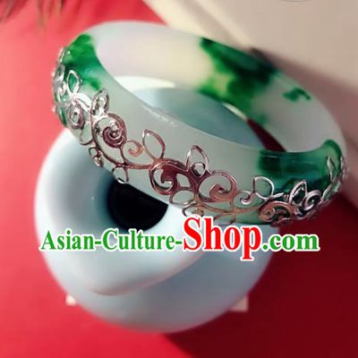 Top Grade Chinese Handmade Jade Bracelet Traditional Bride Bangle Jewelry Accessories for Women