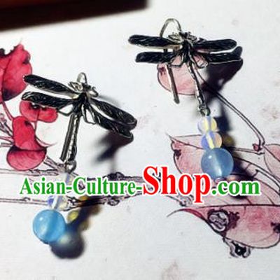 Chinese Ancient Hanfu Jewelry Accessories Traditional Dragonfly Earrings for Women