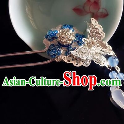Chinese Handmade Ancient Butterfly Mangnolia Hair Clip Hair Accessories Hanfu Hairpins for Women