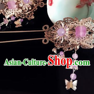 Chinese Handmade Ancient Princess Hair Accessories Hanfu Butterfly Hairpins for Women