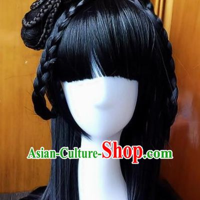 Chinese Ancient Hanfu Wigs Sheath Hair Accessories Traditional Princess Chignon for Women