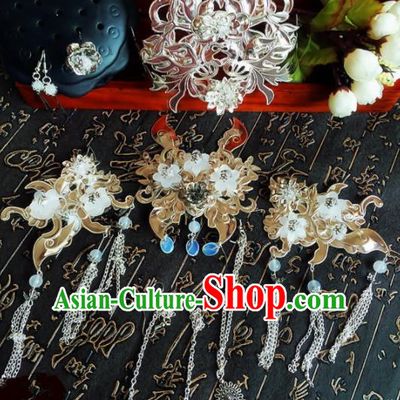 Chinese Handmade Ancient Palace Princess Hair Accessories Hanfu Hairpins Complete Set for Women